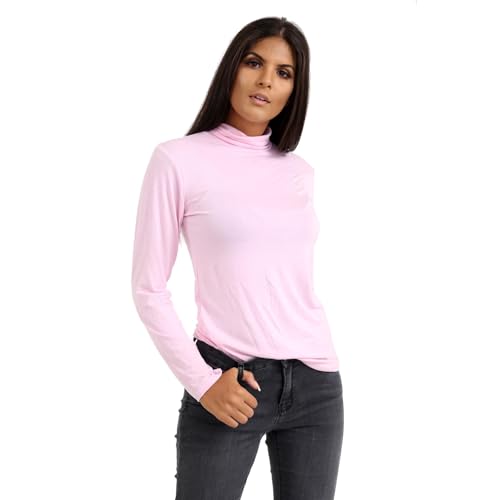 Camiseta de manga larga rosa pastel para mujer: dulzura y confort en talla 36-38