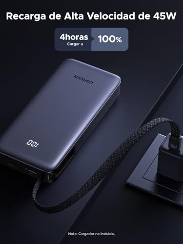 UGREEN Nexode 45W Power Bank 20000mAh Batería Externa Carga Rápida Cable USB C Integrado PD3.0 Cargador Portátil PC LED Compatible con iPhone 17 16 15 Plus Pro MAX Galaxy S25 S24 A56 A16 MacBook iPad - imagen 5