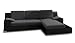 Produktbild Ecksofa Aldo mit Glasregal, Couchgarnitur mit Bettfunktion und Bettkasten, Sofagarnitur, Couch mit Schlaffunktion, Big Sofa (Schwarz + Graphit (Soft 011 + Inari 94), Ecksofa Rechts)