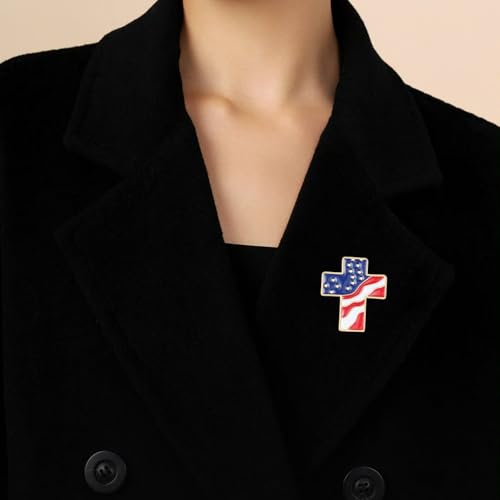 Image of Rhinestone Brooch Pins for Women, Vintage Crystal Enamel Brooches, American Flag Pin Patriotic Lapel Pins Gift for Suit Clothes Bag Accessories