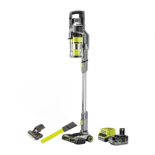 RYOBI Aspirateur sans Fil 18 V One+ RSVS18-1X40GL, Puissance d'aspiration 30 AW, Double Cyclone, Filtre HEPA, avec Batterie 4,0 Ah et Chargeur 2,0 A