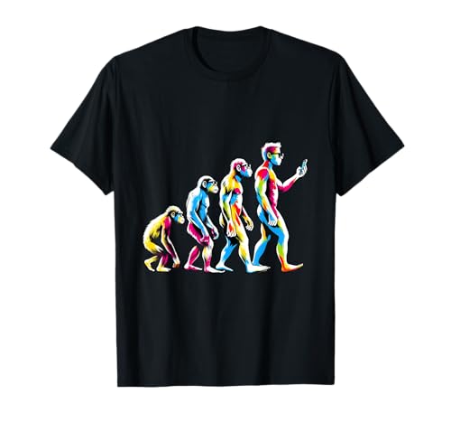lustig Evolution des Menschen zum Handy Nerd Geek Affe T-Shirt lustig Evolution des Menschen zum Handy Nerd Geek Affe T-Shirt