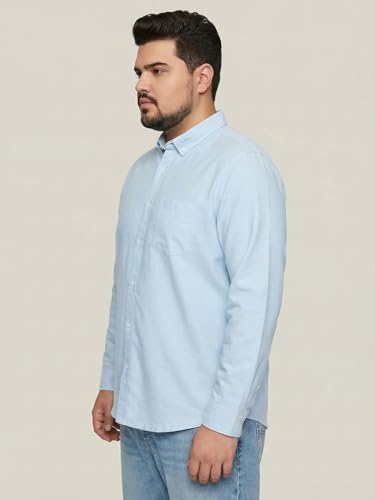Image of Urbano Plus Men's Cotton Full Sleeve Regular Fit Solid Oxford Shirt with Button-Down Collar
