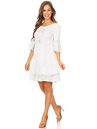 Anna-Kaci Floral Lace Ruffle Bell Sleeve Mini Dress #TOP12