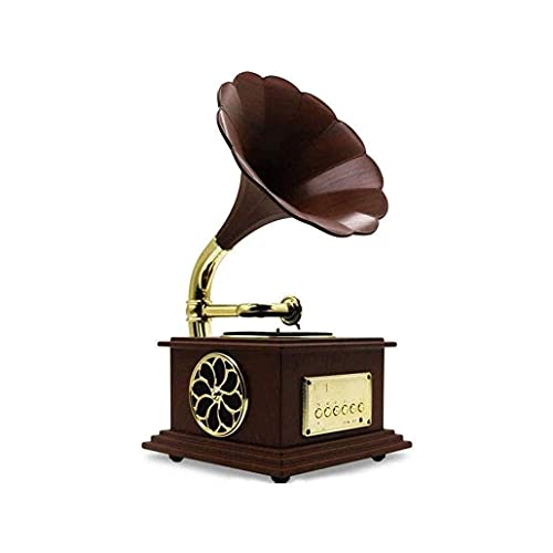 Lecteurs de disques rétro Gramophone rétro Platine Tourne-Disque Haut-Parleur Portable Lecteur en Bois Massif Valise sans poussière Big S