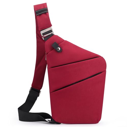 Image of Anti Theft Crossbody Bags for Women, Shoulder Bag Anti-theft Design for Travel, Sport (Red - Left Shoulder)