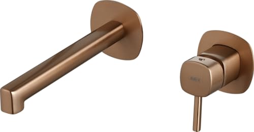 IMEX   Grifo Lavabo Empotrado Monomando Cromo Toscana GLT064 | Grifería Pared Baño, Latón, Sin Caja Registro, Diseño Moderno Minimalista (Oro rosa cepillado)
