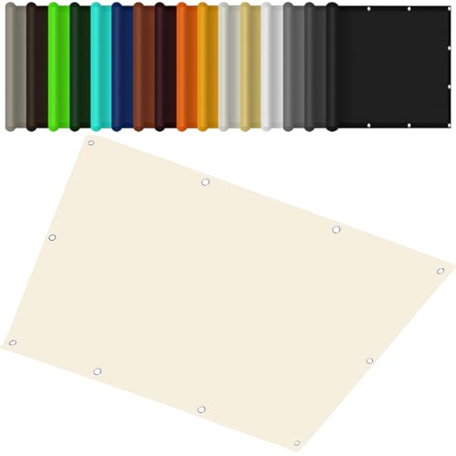 Sonnenschutz Balkon 180 x 230 cm Seitenmarkise Schattierungsnetz Wetterbeständig Rechteck Uv-Block mit Kostenlosem Seil für Balkon Terrasse Garten, cremefarben