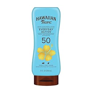 Hawaiian Tropic Everyday Active Lotion Sunscreen SPF 50, 8oz | Hawaiian Tropic Sunscreen SPF 50, Sunblock, Broad Spectrum Sunscreen, Oxybenzone Free Sunscreen, Water Resistant Sunscreen, 8oz