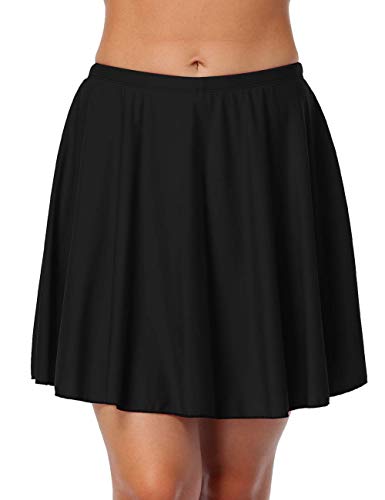 Hilor Women's High Waisted Swim Bottom Athletic Tankini Swimsuits A Line Swim Skirt Skort Swimwear Black 12 #TOP2