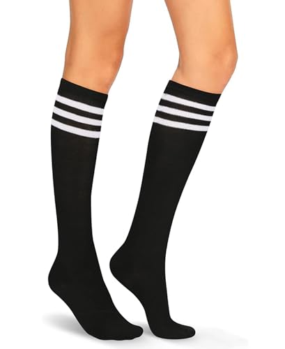 Image of Athletic Knee High Socks Stripe Running Baseball Thigh High Stockings Outdoor Sport Tube Socks