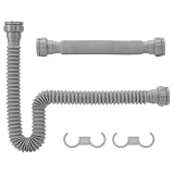 NBEADS 2 tubo di Scarico Del Lavandino, Tubo di Scarico In Plastica Da 35.7x5.45cm con Adattatore e Gancio per Tritarifiuti Da Cucina e Bagno Tubo A Innesto Rapido, Grigio