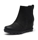 Sorel Women's Joan Rhapsody Chelsea Wedge Boot, Black/Black, 10