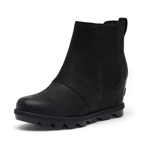 Sorel Women's Joan Rhapsody Chelsea Wedge Boot, Black/Black, 8.5