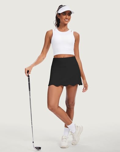 Image of M MOTEEPI 14 inch Scalloped Hem Skorts for Women with Pockets High Waisted Tennis Golf Athletic Skirt with Shorts 2026
