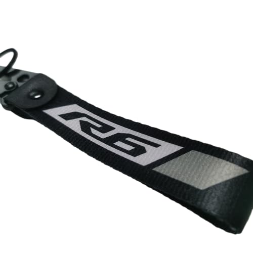 Image of Grey Motorcycle Metal Key Holder Chain Tag With Stamp Logo Nylon Rope Compatible With Yamaha YZF R6 YZFR6 636