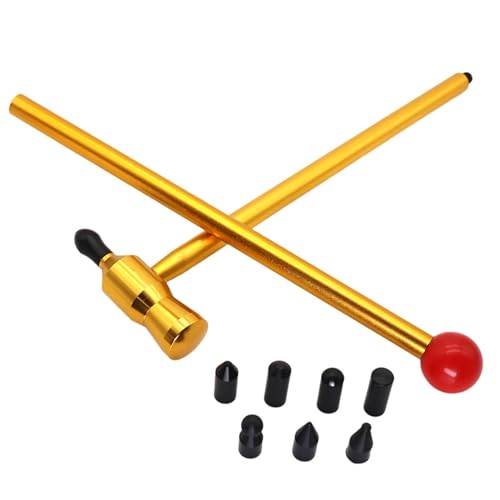Samuliy Martillo de goma para abolladuras, herramientas de reparación de abolladuras de coche, extractor de abolladuras de barra en T con 7 cabezales de grifo, para carrocería de automóvil,