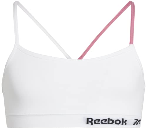 Reebok Girls' Racerback Seamless Crop Cami Bralette With Removable Pads (4 Pack), Size Medium, White/White #TOP3