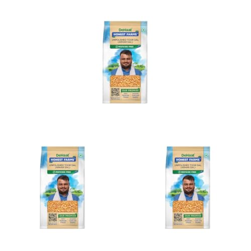 Image of DeHaat Honest Farms Pesticide Free Unpolished Toor Dal (Arhar Dal) 1 KG (Pack of 3)