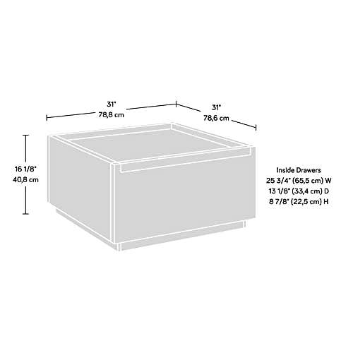 Sauder Manhattan Gate Square Coffee Table, L: 31.02" X W: 30.95" X H: 16.06", Rich Walnut Finish #TOP2