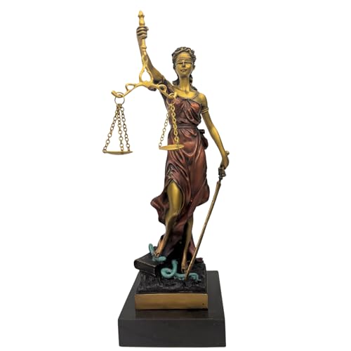 Figura de Lady Justice en Bronce y Base de Mármol 12" miniatura 1