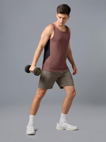 Image of TECHNOSPORT Men's Solid Slim Fit Scoop Neck Sports Innerwear Vest with TECHNOCOOL+ Quick Dry Anti Odour Anti Microbial 2 Way Stretch Soft & Smooth Activewear