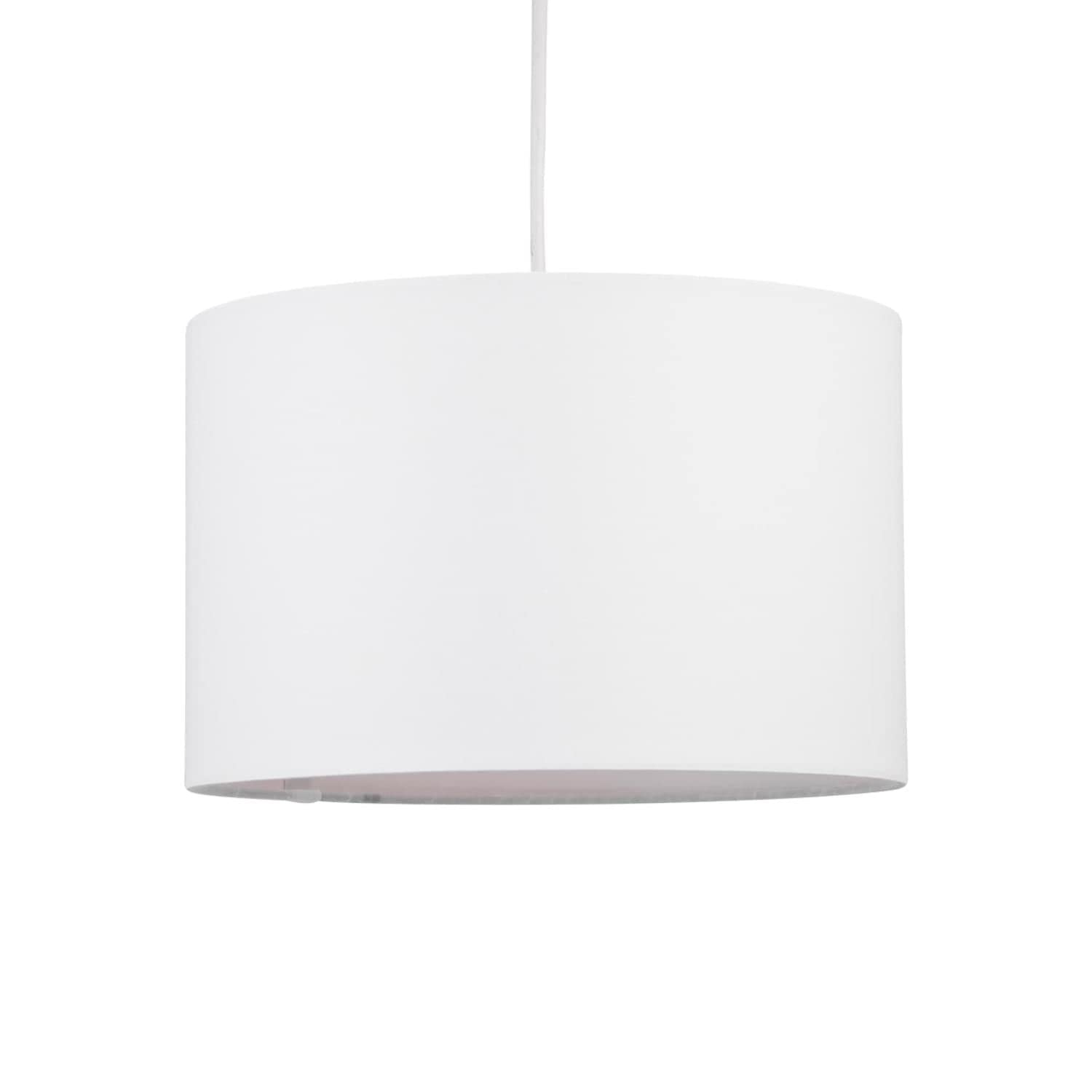 firstchoicelighting Modern White Ceiling Light Shade Easy Fit Ceiling Lightshade Modern 25cm Drum Shade White Cotton Fabric