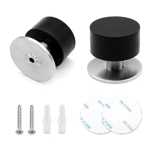2 Piezas Topes de Puerta Adhesivos en Acero Inoxidable Tope para Puerta con Tornillos y 3M de Doble Cara Tope de Puerta...
