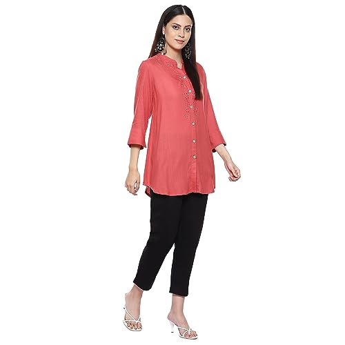 Image of BIBA Women Cotton Slim Solid Pants