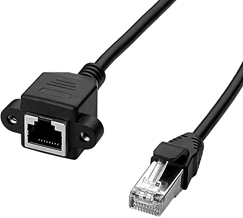 Image of LipiWorld Rj45 Male to Female LAN Cable LAN Network 8 Pin Extension Cable CAT6E Network Panel Mount Screw Lock Ethernet Extension Cable (Pack Of 1-1.5m)