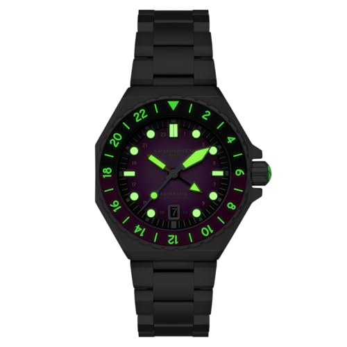 Image of Spinnaker Dumas Men's Automatic GMT Dive Watch - Seiko NH34 Movement, 44mm Stainless Steel Case, Water Resistant 300m, Stainless Steel Bracelet, SP-5119