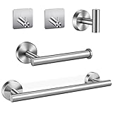Portarrollos Baño Acero Inoxidable-5 PCS Juego de Porta Toallero Accesorios，Contiene Toallero de Baño, Gancho Multifunción y Autoadhesivo Ganchos para Pape para Baño y Cocina