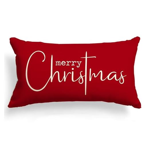 Allorry Christmas Pillow Covers Merry Christmas Throw Pillow Decorative Christmas Red Cotton Cloth Linen Cloth Pillow Cover Sofa Cover Decorative Rectangle Length 12X20 inches