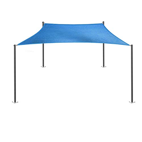 E&K Sunrise 20' X 24' Sun Shade Sail Rectangle Canopy Shade Cover With A Ring Steel Cable Wire Uv Block For Pergola Patio Backyard Garden Deck Outdoor (Blue) #TOP7