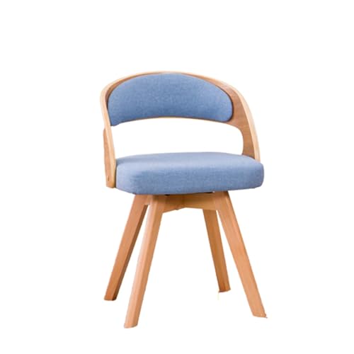 ダイニングチェア ダイニング椅子 回転式 回転チェア リビングチェア 木製 天然木脚 傷防止 デスクチェア 回転椅子 コンピュータチェア 食卓椅子 コンパクト ファブリック生地 組立簡単 省スペース 軽量 食卓椅子 (ブルー)