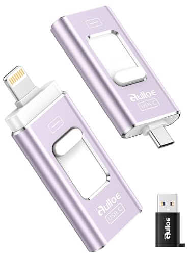 Image of Gulloe 256GB Dual Interface Flash Drive for Phone Storage Photos Videos, Phone USB Backup External Photo Memory Stick - No App Required, Compatible with iPhone, iPad, Android & PC (Lavender Purple)