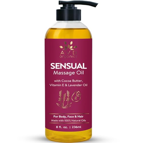 AVD Organics Sensual Massage Oil 236 ml - Intimate Moments & Enhanced Stimulation | Massage Oils for Date Night | Ideal for Full Body & Muscle Massage | for Women & Men - 8 fl .oz