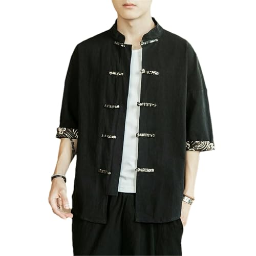 Chemise kimono japonaise en coton lin anti-chaleur pour homme élégant