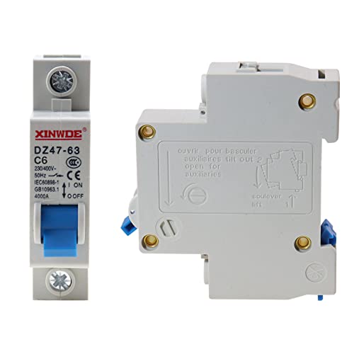 RKURCK 1 Pole 230/400V Low-voltage Miniature Circuit Breaker 6A Din Rail Mount DZ47-63 C6, white - Image 2
