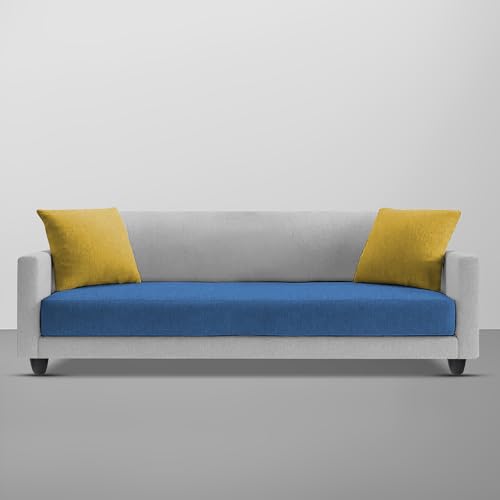 Image of Casaliving Dominic 3 Seater Sofa Set for Living Room (Blue Grey Fabric) Premium Fabric Sofa
