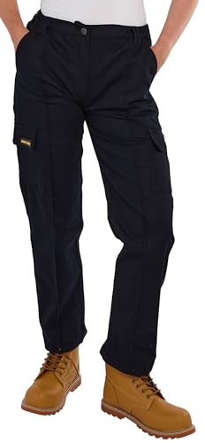 Sam Caan® Pantalon de travail pour femme Vêtement de travail cargo pour dames avec poches multiples et protection de sécurité, Noir , 42