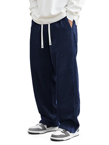Image of JMIERR Mens Corduroy Pants Wide Leg Baggy Sweatpants | Loose Fit Joggers, Elastic Waist Drawstring, Casual Sweatpants, Vintage Pants, Fall Winter Fashion, Streetwear