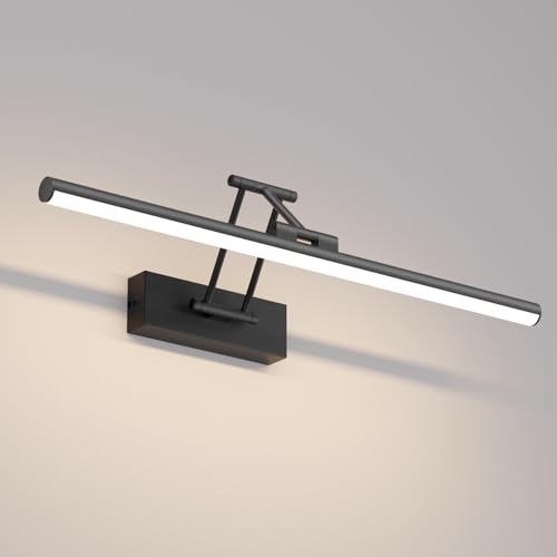 Klighten LED Spiegellampe Bad 50cm,Drehung Spiegellampen Spiegel für bad IP44, Spiegelleuchte Badezimmer 16W 1200LM,LED Badspiegelleuchten Badezimmerspiegel,Naturweiß 4000K,Schwarz