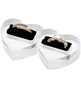 nbeads 2 Stück klarer Acryl Ring Display Ständer mit schwarzem Samt, transparenter Herzform Ring ...