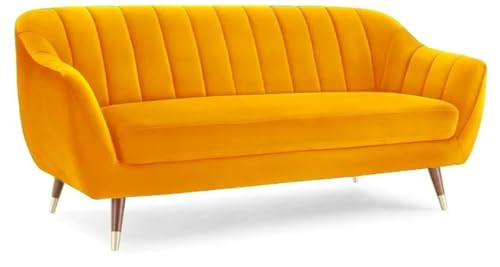 Image of Supernal 3 Seater Sofa Set with Brass tip Legs Perfect Gives Luxurious Look for Home /Living Room /Office /Guest Room /Hotels /Lounge