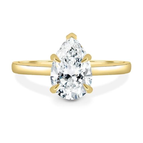 Handmade Nienna 1CT-3CT Hidden Halo Pear Cut Moissanite Engagement Ring for Women Solitaire Wedding Anniversary Ring Promise Gifts for Her 925 Silver, 10K/14K/18K Solid Gold