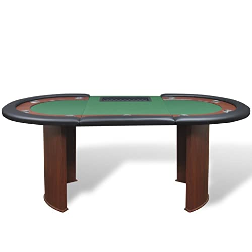 Poker & Games Tables - Pokertisch für 10 Spieler mit Händlerbereich und Chip-Tablett, Grün – Bild 4