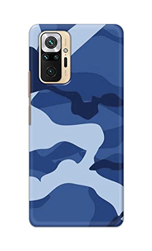 Image of Printed Hard Back Cover Case for Mi Redmi Note 10 Pro | Mi Redmi Note 10 Pro Max Back Cover (Army Blue Pattern) -1302