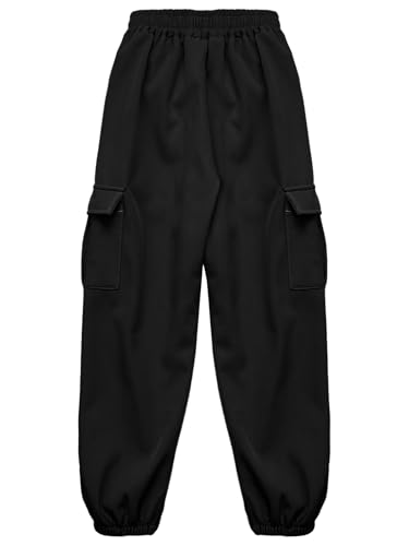 Hularka Kids Girls Boys Winter Warm Athletic Jogger Fleece Sweatpants Fall Winter Cargo Pants Trousers with Pockets4