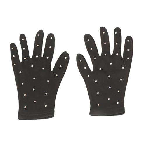 Fancyes Figure Skating Competition Gloves Ice Figure Skating Gloves Comfortable Portable Fashion Versatile Winter Gloves for Practice, L Black